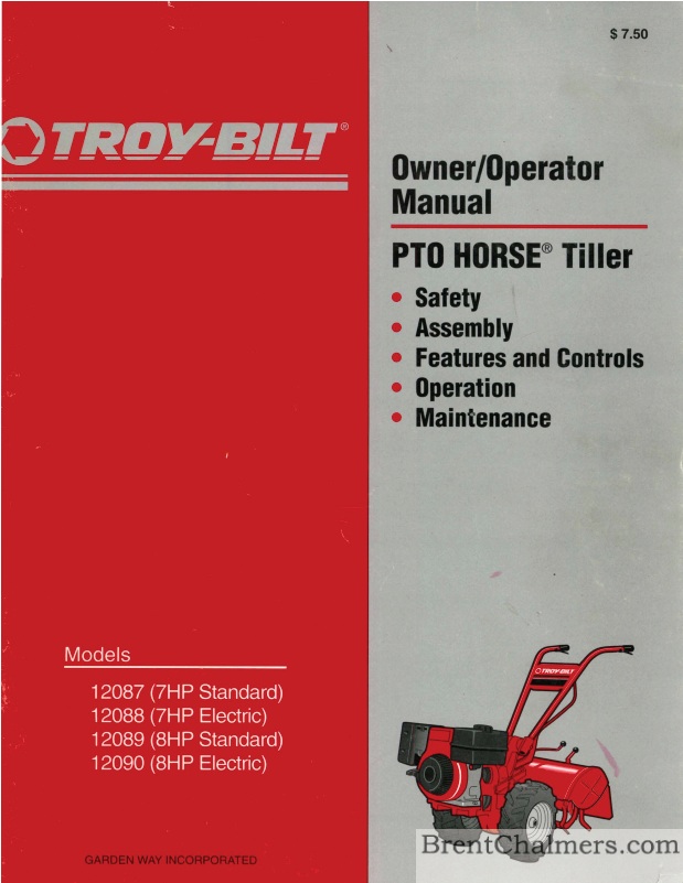 Troy Bilt Horse Tiller Owners Manual